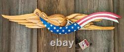 Hand Carved Patriotic Eagle with streamer (Bellamy Style) #1408 25x4.5