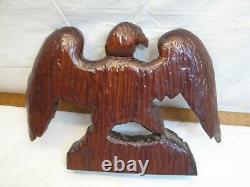 Hand Carved Signed Wooden Bald Eagle Bird Figure Sculpture Wood Carving Jaworsky