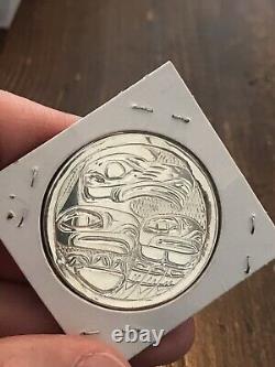 Hand Carved Tlingit Silver 1 Ounce Medallion Eagle Gene Chilton Juneau Alaska