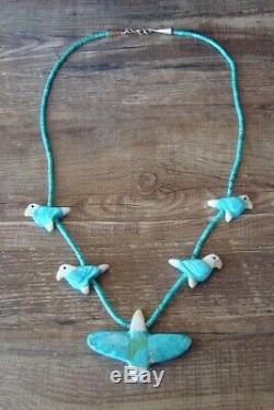 Hand Carved Turquoise Eagle Fetish Necklace Matt Mitchell