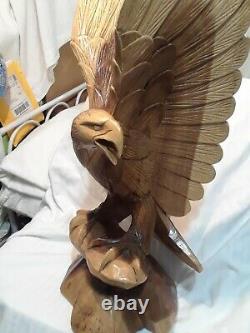 Hand Carved Wood American Ball Eagle