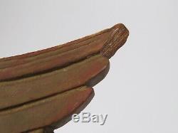 Hand Carved Wood American Eagle Folk Art Red Gold Paint Shield Arrows 24 Wide