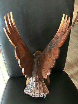 Hand Carved Wood Bald Eagle