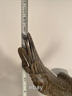 Hand Carved Wood Bald Eagle On Branch, Rare Nature Crafts Limited Edition, 13 H