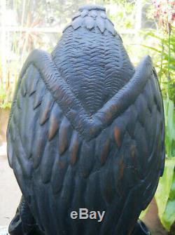 Hand Carved Wood Eagle And Serpent / Snake Sculpture Unique / Vintage / Huge
