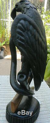 Hand Carved Wood Eagle And Serpent / Snake Sculpture Unique / Vintage / Huge