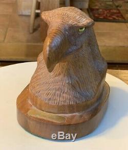 Hand Carved Wood Eagle Head Sculptures Wings of Glory by Bill Spencer 9/1995