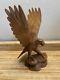 Hand Carved Wood Eagle Sculpture By Artist A. P 13.5 Height