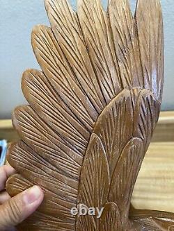 Hand Carved Wood Eagle Sculpture By Artist A. P 13.5 Height