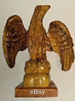 Hand Carved Wood Eagle Statue Figurine Wooden Bird Figure Sculpture 10 Tall