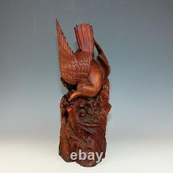 Hand Carved Wood Folk Art American Eagle Sculpture