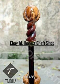 Hand Carved Wooden Eagle Claws Head Walking Stick Handmade Walking Cane X Mass G