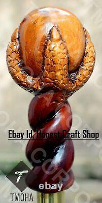 Hand Carved Wooden Eagle Claws Head Walking Stick Handmade Walking Cane X Mass R