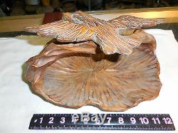 Hand Carved Wooden Eagle Handled Basket