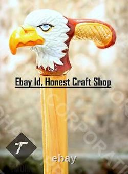 Hand Carved Wooden Eagle Head Walking Stick Handmade Walking Cane Bird Best Gift