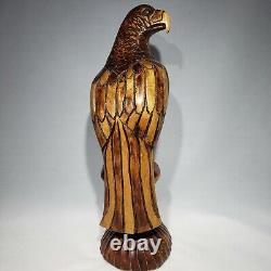 Hand Carved Wooden Eagle Statue Sculpture Figurine Art Decor 14 Signed CLIVE