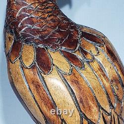 Hand Carved Wooden Eagle Statue Sculpture Figurine Art Decor 14 Signed CLIVE