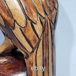 Hand Carved Wooden Eagle Statue Sculpture Figurine Art Decor 14 Signed CLIVE