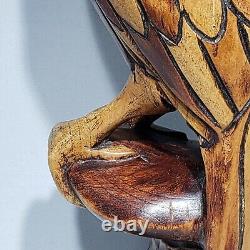 Hand Carved Wooden Eagle Statue Sculpture Figurine Art Decor 14 Signed CLIVE