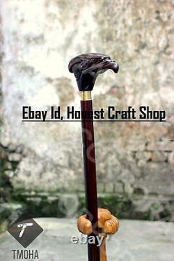 Hand Carved Wooden Eagle Walking Stick Handmade Walking Cane Bird X Mass Gift