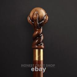 Hand Carved Wooden Walking Stick Eagle Foot Handle Walking Cane Christmas Best