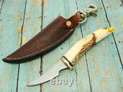 Hand Made Bob Schropp Mt USA Carved Stag Eagle Hunting Caping Patch Knife Knives