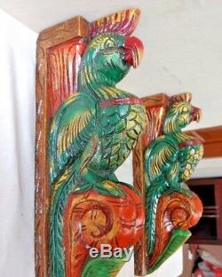 Hand carved Eagle Wooden Wall Corbel Bracket Pair Bird Sculpture Art Decor Rare