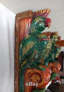 Hand carved Eagle Wooden Wall Corbel Bracket Pair Bird Sculpture Art Decor Rare