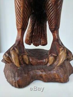 Hand-carved Folk Art Wooden Eagle Sculpture 18 1 piece of wood