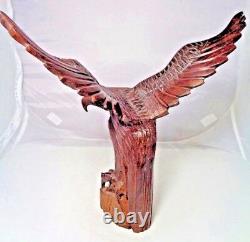 Hand-carved Wooden Eagle approx. 14 inches tall carved from 1 piece of wood