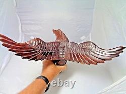 Hand-carved Wooden Eagle approx. 14 inches tall carved from 1 piece of wood