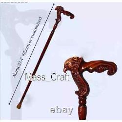 Hand carved eagle bird handle wooden walking stick eagle bird walking cane gift