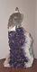Hand-carved Eagle Crystal Specimen With Natural Amethyst Geode Stand Nice