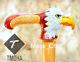 Hand Carved Eagle Handle Wooden Walking Stick Bird Painted Walking Cane Gift C
