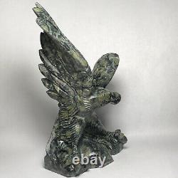 Hand-carved eagle natural crystal cluster quartz mineral specimen peacock eye