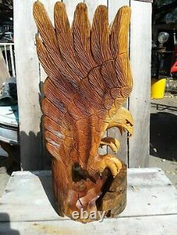 Hand carved wood eagle Harley-Davidson
