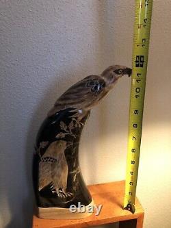 Handcarved Water Buffalo Horn Eagle 11.5 Tall Made In BC Canada