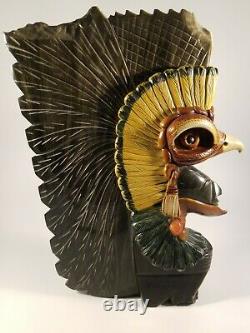 Heavy Hand-carved Golden Obsidian Aztec Cuauhtli (Eagle Warrior) Head