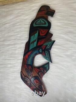 Herman Peter Eagle & Whale Signed Hand Carved Native Alaskan Wood Sculpture