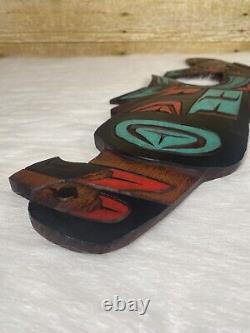 Herman Peter Eagle & Whale Signed Hand Carved Native Alaskan Wood Sculpture