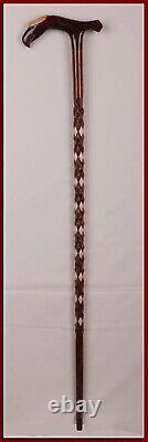 High Quality Embroidered Eagle-headed Walking Stick, Hand-carved Wooden Cane