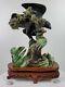 High Quality Jade Jadite Eagle Sculpture Hand Carved With Wooden Stand Chinese Art