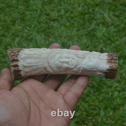 Horse Eagle Indian Carving 132mm Length Handle H1023 in Antler Hand Carved