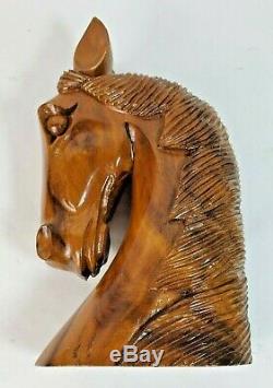 Horse Head Hand Carved From Waikiki Woods Hawaii With Excellent Details 12.5