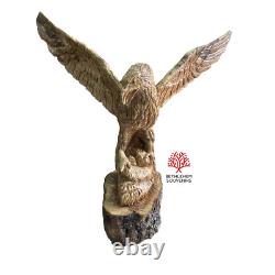 Huge Eagle Artist Figure Olive Wood 57X63Cm Hand Carved Bethlehem Artistic Craft