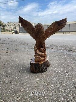 Huge Eagle Artist Figure Olive Wood 57X63Cm Hand Carved Bethlehem Artistic Craft