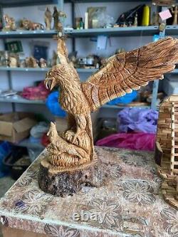 Huge Eagle Artist Figure Olive Wood 57X63Cm Hand Carved Bethlehem Artistic Craft