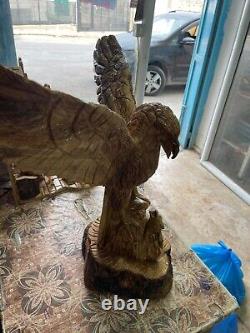 Huge Eagle Artist Figure Olive Wood 57X63Cm Hand Carved Bethlehem Artistic Craft