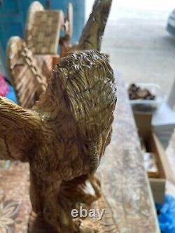 Huge Eagle Artist Figure Olive Wood 57X63Cm Hand Carved Bethlehem Artistic Craft