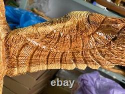 Huge Eagle Artist Figure Olive Wood 57X63Cm Hand Carved Bethlehem Artistic Craft